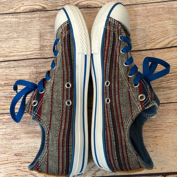 Converse Textile Leather Striped Sneakers M6 W8 - Picture 7 of 8